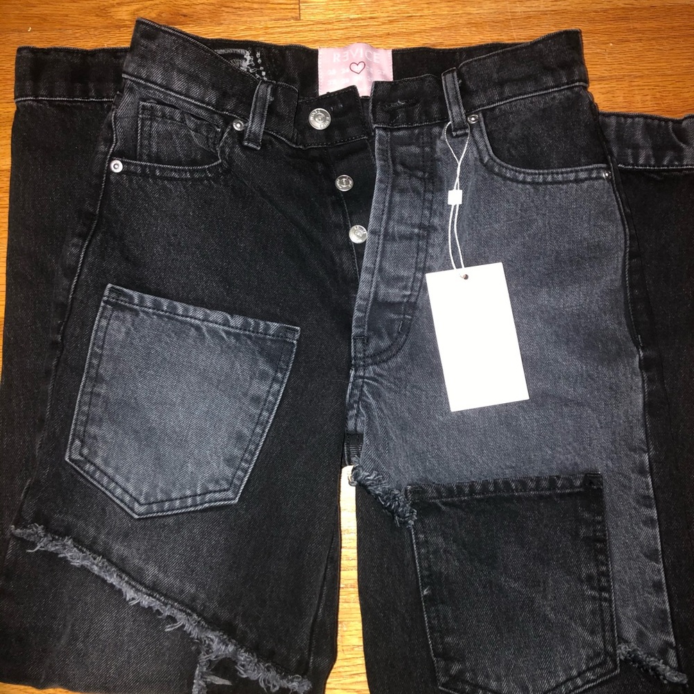 REVICE Two-Tone Black and Charcoal Boyfriend Jeans